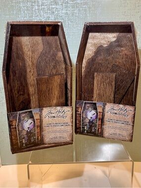 NWT Tim Holtz Idea-ology Vignette Arched Shrine - Brown Wood (Pair) BUNDLE
